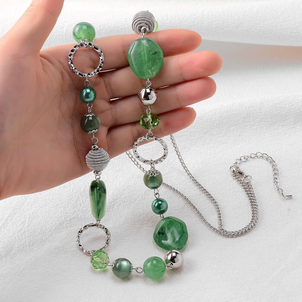 Long Beaded Necklaces For Women - Sweater Chain Fashion Jewelry Necklace Gifts F - Picture 3 of 6